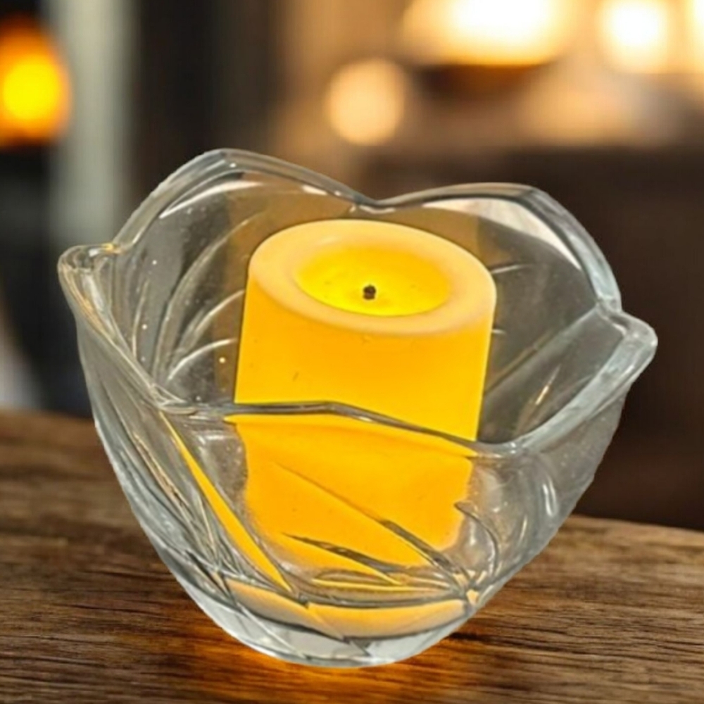 10 Elegant Clear Glass Vintage Votive Flower Candle Holders For Event Or Wedding